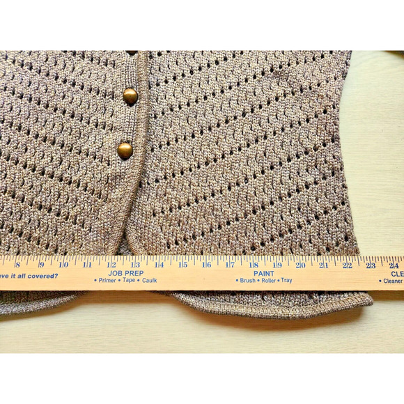 SWEATER-CHICO'S-Chunky Knit-Long Sleeves-Gold Brown-Metallic-CHICO'S SIZE 3/US L - Picture 12 of 16
